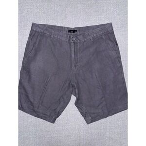 Onia Mens Linen Blend Shorts Charcoal Grey Flat Front Size 38